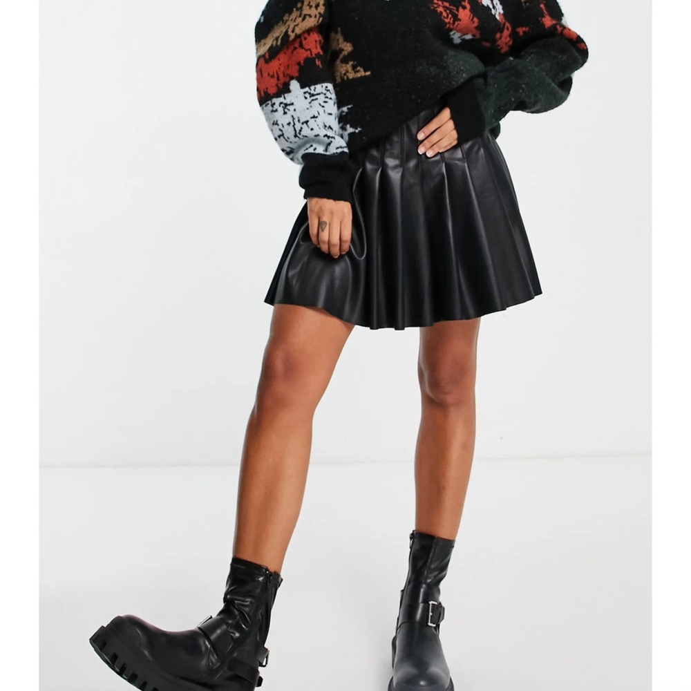 Pleated Leather Skirt